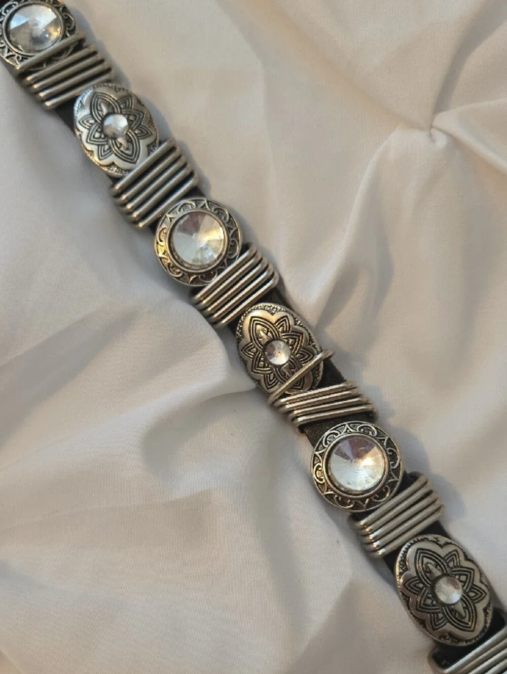 Vintage Southwestern-style black leather concho belt